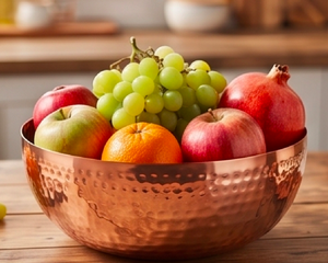 Copper Fruit Bowl Handmade Vintage Style Metal Serving Dish For Kitchen Decor Dining Use Home And Restaurant Use - Product Image 3