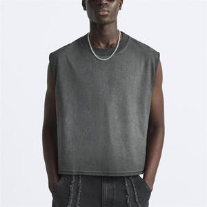 Débardeur Homme Noir Personnalisé Coupe Courte et Ample Sans Manches – T-shirt de Sport Musculation de Haute Qualité en Tissu Lourd – Gilet de Gym Streetwear - Product Image 1