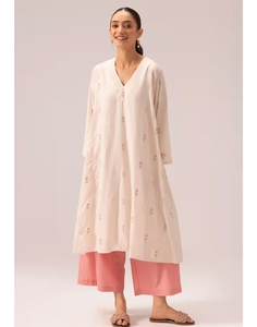ชุดคุร์ตาผ้าวิสโคสเรยอนพิมพ์ลายสำหรับผู้หญิง KV พร้อมกางเกงปาลาซโซ - Product Image 4