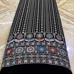 Indian Embroidered Velvet Fabric Velvet Lace African Velvet <b>Sequins</b> Lace Fabrics for Abaya Kaftan Evening Gown Wholesale Exports - Product Image 3