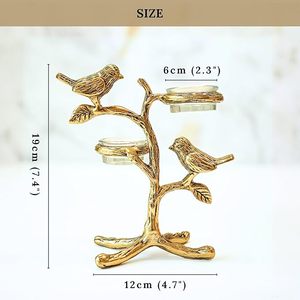 Porte-bougie mural en métal en forme d'oiseaux amoureux, décoration élégante pour la maison et les mariages - Product Image 2
