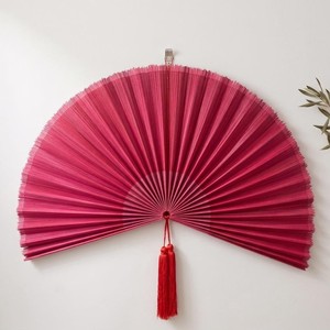 Abanico de Pared de Bambú Rosa Estilo Boho, Artesanía Tradicional Vietnamita, Adorno Decorativo para Hogar, Resort, Cafetería, Boda, Eventos - Product Image 1