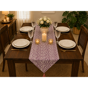 Linen <b>Table</b> <b>Runner</b> with Geometric Printed Pattern & Tassel Trim | Decorative <b>Dining</b> <b>Table</b> <b>Runner</b> | Premium Home & Restaurant - Product Image 6