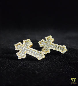 Luxury Cross Shape Moissanite Diamond Earrings 925 Sterling <b>Silver</b> Hip Hop Jewelry - Product Image 5