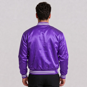 Veste de baseball en satin bleu pour homme avec lettre Q brodée, style preppy, vêtement d'automne - Product Image 5