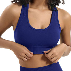 Conjunto de Yoga sin Costuras de 2 Piezas, Top Corto de Cintura Alta y Leggings Largos, Color Sólido, Espalda Cruzada, Ropa Deportiva para Mujer - Product Image 5