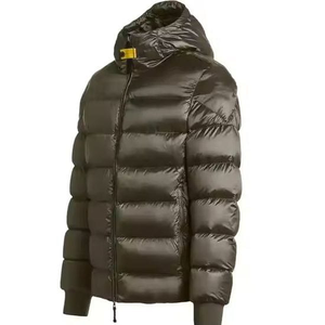 Men's Olive Green <b>Hooded</b> Puffer <b>Jacket</b> Windproof Polyester Winter Coat Zipper Closure Regular Fit Solid Color Casual Style 2026 - Product Image 2