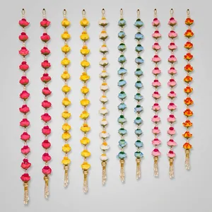 Guirnalda de Flores de Tela Multicolor, Decoración de Pared Colgante con Perlas y Borlas para Bodas, Diwali, Decoración del Hogar - Product Image 5