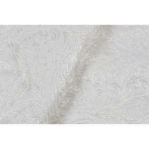 Tissu Chanderi teignable blanc cassé avec broderie florale, largeur 44 pouces, travail au fil, vendu au mètre - Product Image 1