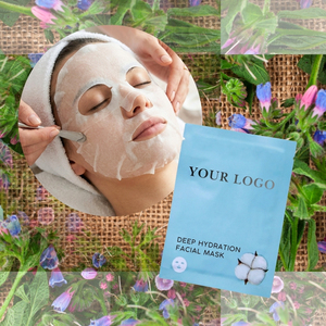 Masque facial hydratant en feuille à marque privée avec acide hyaluronique et aloe vera, réparation hydratante profonde, soin de la peau, vente en gros, 28g - Product Image 1
