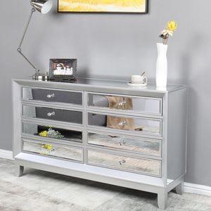 Mobile TV FCH in Argento con 4 Cassetti a Sinistra e 4 Cassetti a Destra, Maniglia a Forma di Diamante - Product Image 3