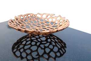 Corbeille à fruits moderne en aluminium avec finition cuivrée, bol à fruits décoratif en métal pour table à manger, comptoir de cuisine, centre de table - Product Image 3