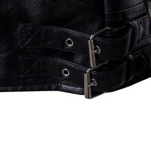 Nouvelle conception, veste d'hiver décontractée en cuir véritable et toile respirante, col mandarin, couleur unie, logo sur le devant, pour adultes - Product Image 6