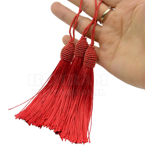 High Quality Metallic Eco-Friendly High Tenacity Red Rayon <b>Tassel</b> Fringe Braided Coated Cords for <b>Curtain</b> Garment Home - Product Image 6