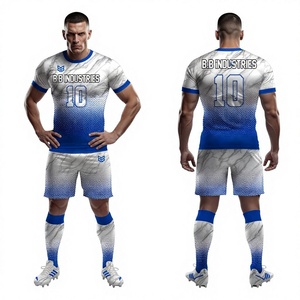 Uniformes de Fútbol con Degradado de Mármol Blanco y Azul, Sublimación, Venta al Por Mayor, Directo de Fábrica, Ropa Deportiva de Alto Rendimiento - Product Image 1