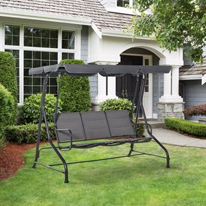 Sedia a dondolo impermeabile da esterno con seduta imbottita e tettuccio regolabile per il comfort in giardino - Product Image 2