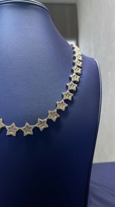 Collar Iced Out Star Link con acabado plateado, con diamantes de moissanita, collar de lujo para fiestas y bodas - Product Image 2