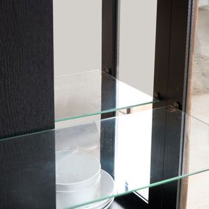 Vetrina Illuminata con Porte in Vetro Temperato e Pannello Posteriore a Specchio, Ripiani Regolabili per l'Organizzazione Domestica - Product Image 5