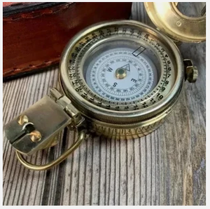 Vintage Brass <b>Compass</b> Circular Pocket Nautical Decor <b>Antique</b> Style Gold Plated Metal Craft - Product Image 2