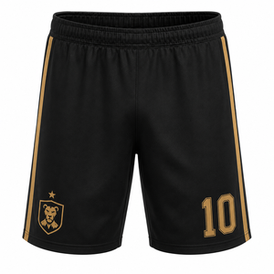 Camiseta de Fútbol Negra y Dorada para Hombre, Cuello en V, Manga Corta, Sublimada, de Poliéster que Absorbe la Humedad, Ropa Deportiva de Equipo - Product Image 2