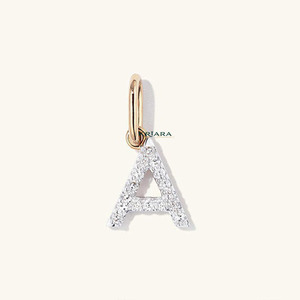 Colgantes Minimalistas Unisex de Plata 925 con Letras de Cristal Chapadas en Oro y Diamantes Cultivados en Laboratorio de la A a la Z - Product Image 2