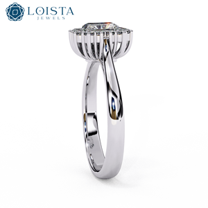 Anillo de Compromiso con Diamante Cultivado en Laboratorio con Certificación IGI, Corte Esmeralda, Oro Rosa/Blanco/Amarillo, Chapado en Rodio, Anillo Solitario Clásico - Product Image 3