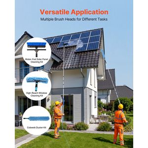 Kit de perche télescopique en aluminium extensible de 26 pieds avec brosse de nettoyage et distributeur de savon pour machine de nettoyage de panneaux solaires - Product Image 3