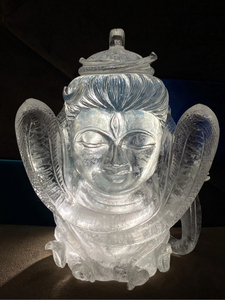 Hand Carved Natural Clear Quartz Shiva Head <b>Statue</b> | Large Crystal Hindu God Sculpture | Spiritual Decor Wholesale Supplier - Product Image 1