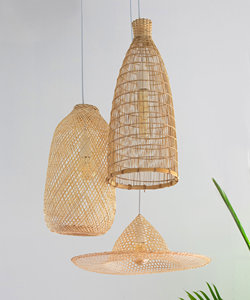 Handwoven Bamboo Basket Chandelier Rustic Farmhouse Pendant Light Natural Woven <b>Ceiling</b> Lamp Eco Friendly Supplier - Product Image 4