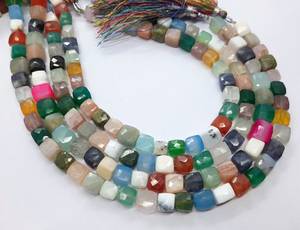 Cuentas de piedras preciosas semipreciosas facetadas en forma de cubo, mezcla natural AAA, 6-6.5 mm, corte disco, cubo 3D, cuentas sueltas de 9 pulgadas para la fabricación de joyería. - Product Image 4