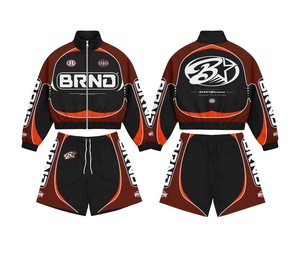 2026 Men's Windbreaker <b>Zip</b> <b>up</b> <b>Jacket</b> Short Sets Nylon Custom Polyester 2-Piece Set Men Polyester Men's Shorts Windbreaker Set - Product Image 5