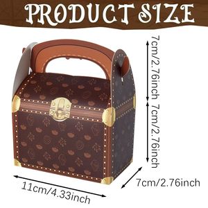 Lot de 10 boîtes à friandises et cadeaux, design coffre au trésor pirate, avec 2 types de poignées, pour fêtes sur le thème des pirates - Product Image 3