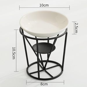 Handmade Metal <b>Wax</b> <b>Melt</b> Burner with Ceramic Dish Black Geometric Tea Light Candle Holder Essential Oil Warmer Home Fragrance - Product Image 6
