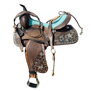 Silla de Montar Western de Cuero Genuino Premium con Arco de Madera para Carreras de Barriles y Paseos de Montura - Equipo Profesional - Product Image 2