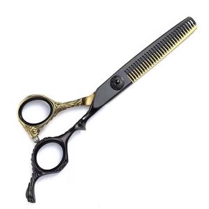 Ensemble de ciseaux de coiffure professionnels pour droitiers, en acier inoxydable 440C, lame tranchante, finition dorée, ciseaux à effiler pour usage en salon - Product Image 2