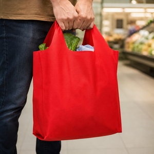 Bolsa Ecológica Roja Premium de Tela No Tejida, Resistente y Reutilizable, con Corte en U, para Compras, con Impresión de Logotipo Personalizado, Suministros para Negocios y Empaquetado - Product Image 4