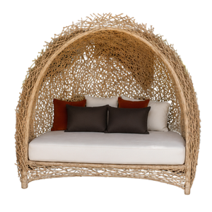 ARTERRA Chaise longue de luxe moderne en teck avec baldaquin pour piscine extérieure, plage, chaise longue de soleil, coussins résistants aux UV, hôtel - Product Image 1