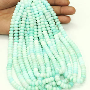 ลูกปัดโอปอลสีเขียวทะเลทรงรอนเดลล์: อัญมณีคุณภาพระดับ AAA, ความยาว 16 นิ้ว - Product Image 2