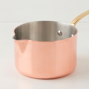 Rosy Gold Copper Sauce <b>Pan</b> With Aluminum Alloy Handle Minimalist Design No Coating For Gas Use <b>And</b> Induction Stoves Use - Product Image 4