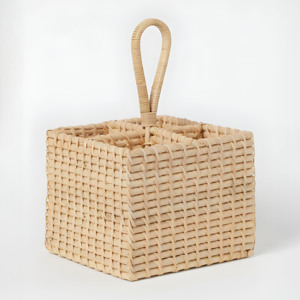 Rattan silverware <b>basket</b> organizer wooden utensil holder flatware storage container <b>cheap</b> cost - Product Image 6