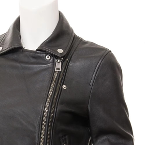 Veste en cuir d'agneau véritable pour femmes, design de logo personnalisé, style motard, imperméable, respirante, doublure en coton pour toutes les saisons - Product Image 3