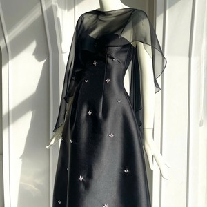 Satin Chiffon Overlay Dresses - Elegant Sheer Long Sleeve