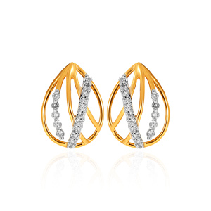 Boucles d'oreilles minimalistes en or jaune 14 carats avec diamants taille poire, bijoux pour femmes à porter au quotidien, clous en diamants naturels - Product Image 1