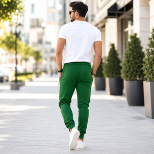 Pantalon large décontracté pour homme en cuir de haute qualité, brodé, léger, à taille élastique, idéal pour l'extérieur, collection Printemps - Product Image 6
