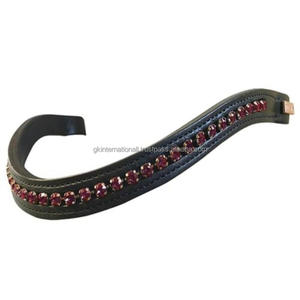 Nueva banda de ceja de caballo de cuero acolchado de canal vacío hecha a medida con incrustaciones de cristales redondos de marca diamante Bling cadena ceja banda - Product Image 6