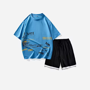 Ensemble de survêtement homme en satin, coton et polyester, le plus vendu, avec logo personnalisé, chemise de plage à manches courtes et short respirant, deux pièces - Product Image 6