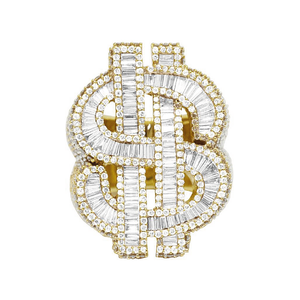 Prix de gros Bague pour homme style punk hip-hop avec signe du dollar en moissanite, plaqué or 14 carats, certifiée GRA, pour les amateurs d'argent - Product Image 2