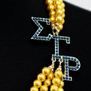 สร้อยคอไข่มุกสีทองและสีน้ำเงิน Sigma Gamma Rho ดีไซน์หรูหรา ประดับด้วยลูกปัด สร้อยคอแฟชั่น เครื่องประดับจี้ห้อยคอ สั่งทำได้ - Product Image 2