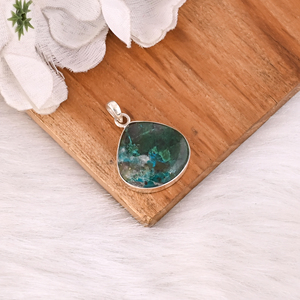 จี้คริสโซคอลล่าธรรมชาติคุณภาพสูง เครื่องประดับเงินแท้ 925 ขายส่ง จี้คลาสสิก - Product Image 3