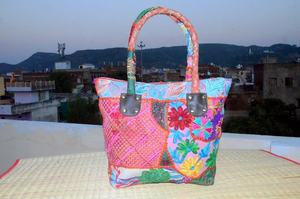 Bolso bordado de retales de algodón reciclado, bolso de hombro para mujer - Product Image 6